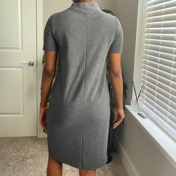 Zara Grey Tan Mock Neck Midi Dress Dress Sz Small - Picture 5 of 5